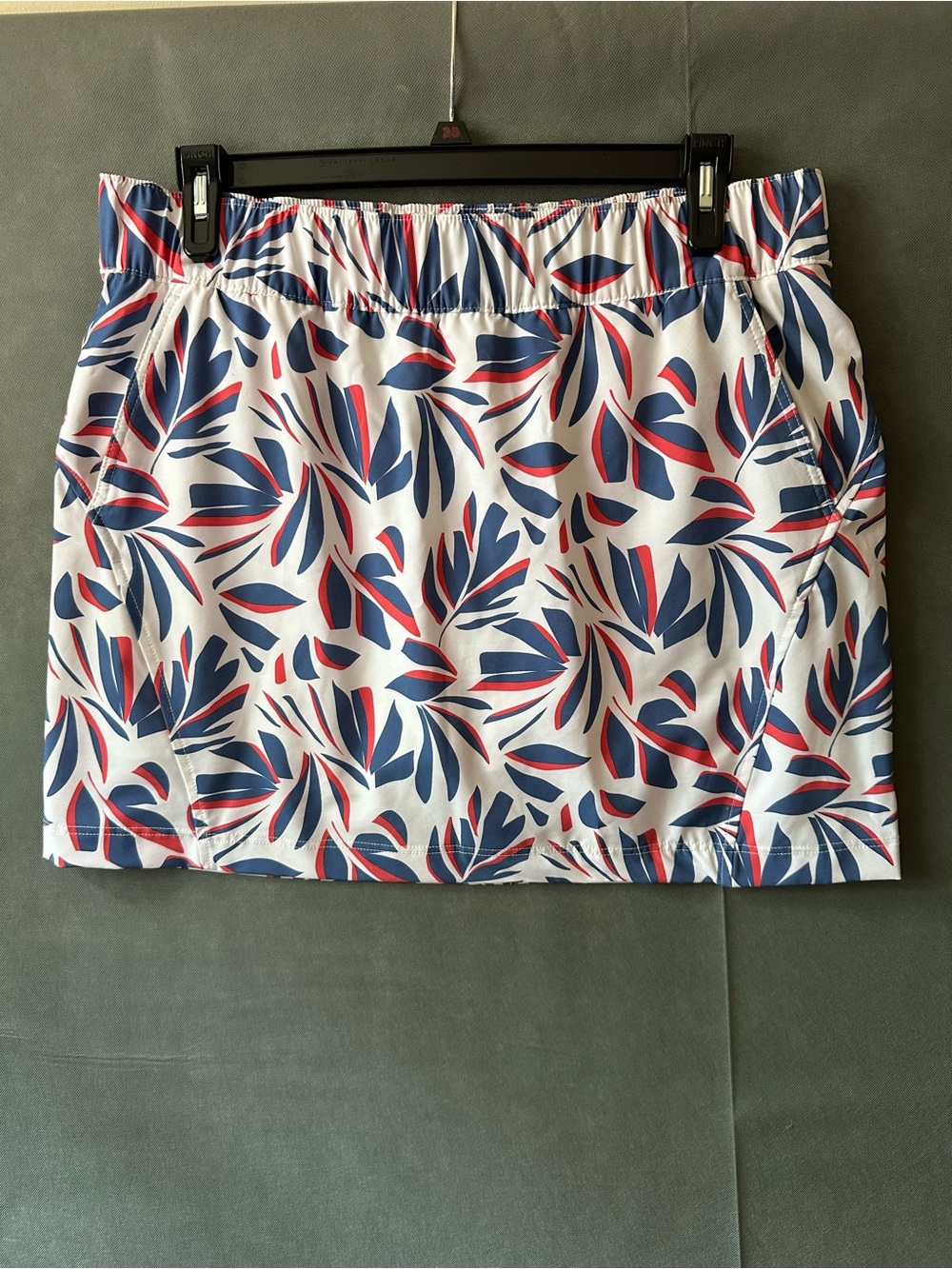 Columbia PFG Anytime Casual Skort XL Blue Red Leaf Print Athletic Hiking Golf